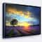 Designart - Stunning Sunset over Lavender Fields - Large Flower Canvas Wall Art in Black Frame